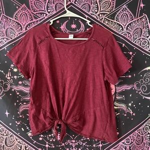 Women’s Burgundy Cropped Blouse